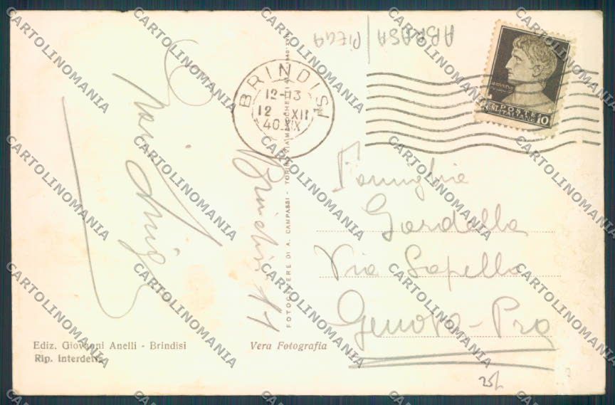 Brindisi Città Foto ABRASA PIEGA cartolina ZB6895 – retro