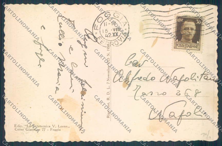 Foggia Città cartolina ZB6899 – retro