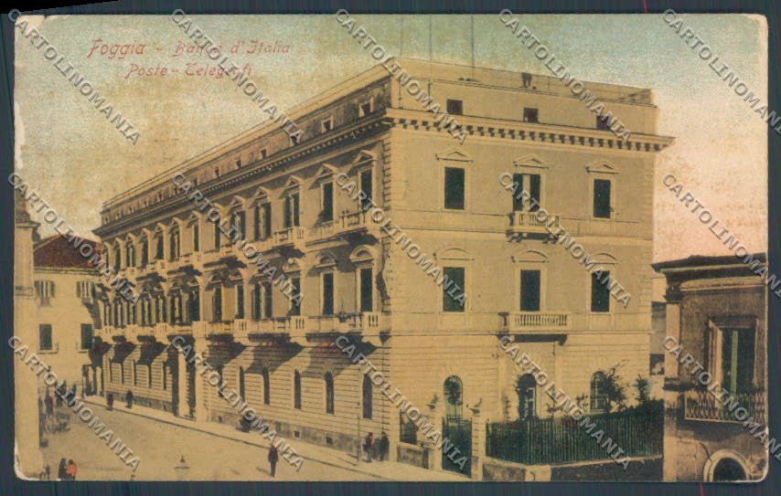 Foggia Città Banca d'Italia Poste Telegrafi ABRASA PIEGA cartolina ZB6900 – fronte