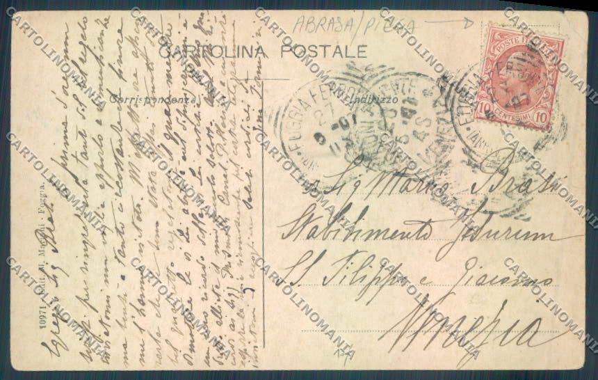 Foggia Città Banca d'Italia Poste Telegrafi ABRASA PIEGA cartolina ZB6900 – retro