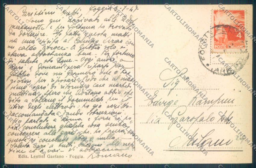 Foggia Città cartolina ZB6972 – retro