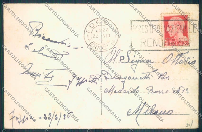 Foggia Città cartolina ZB7018 – retro