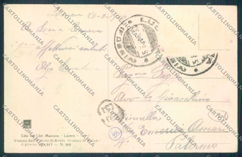 Foggia Lucera Municipio cartolina ZB7029 – retro