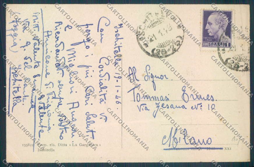 Foggia Ischitella cartolina ZB7059 – retro