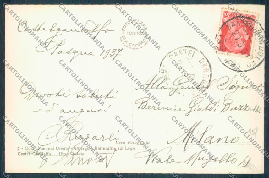 Roma Castel Gandolfo Palazzo Pontificio Foto cartolina ZB7081 – retro