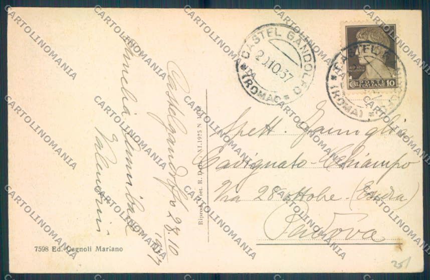 Roma Castel Gandolfo Palazzo Pontificio cartolina ZB7084 – retro