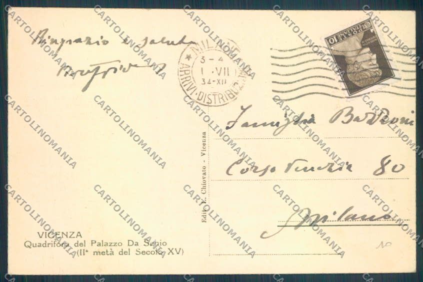 Vicenza Città cartolina ZB7369 – retro