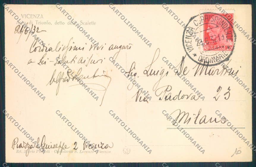 Vicenza Città cartolina ZB7388 – retro