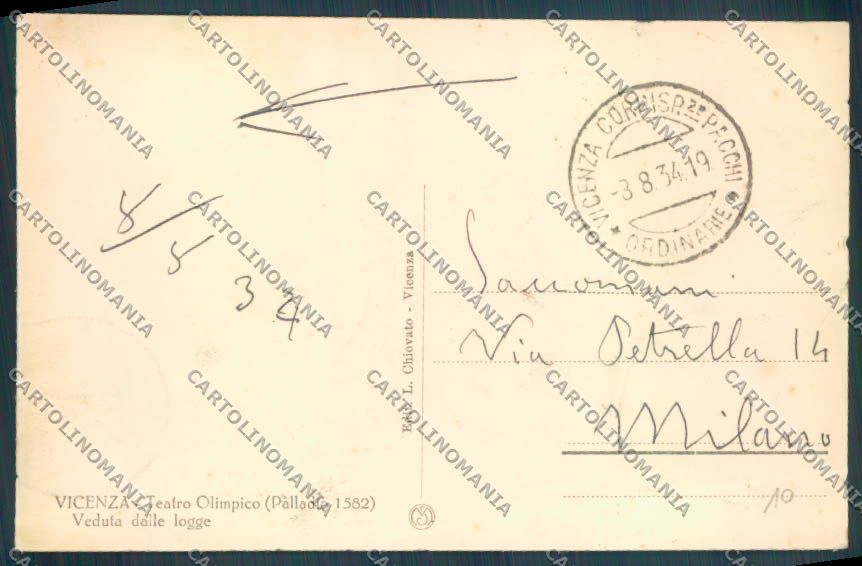 Vicenza Città cartolina ZB7396 – retro