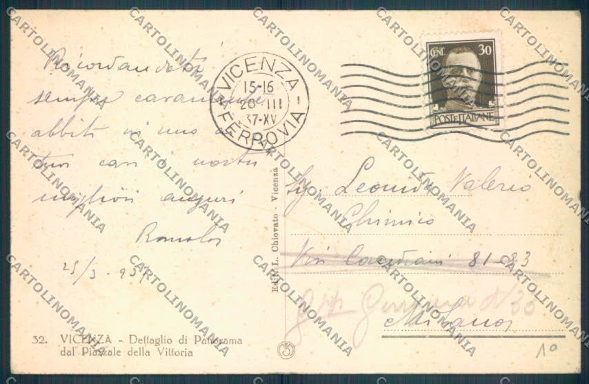 Vicenza Città cartolina ZB7432 – retro