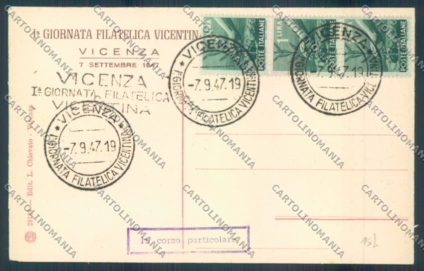 Vicenza Città Giornata Filatelica Vicentina cartolina ZB7491 – retro