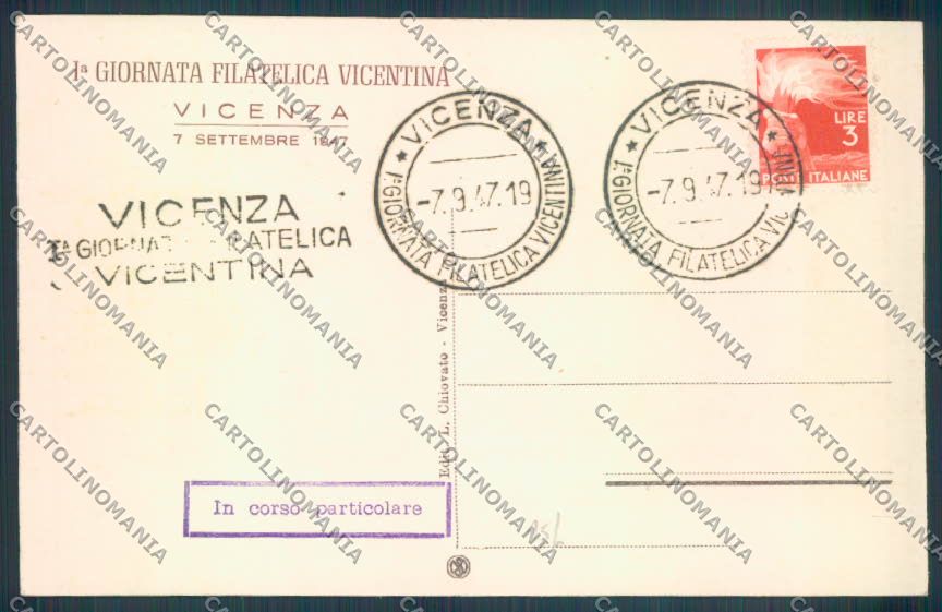 Vicenza Città Giornata Filatelica Vicentina cartolina ZB7498 – retro