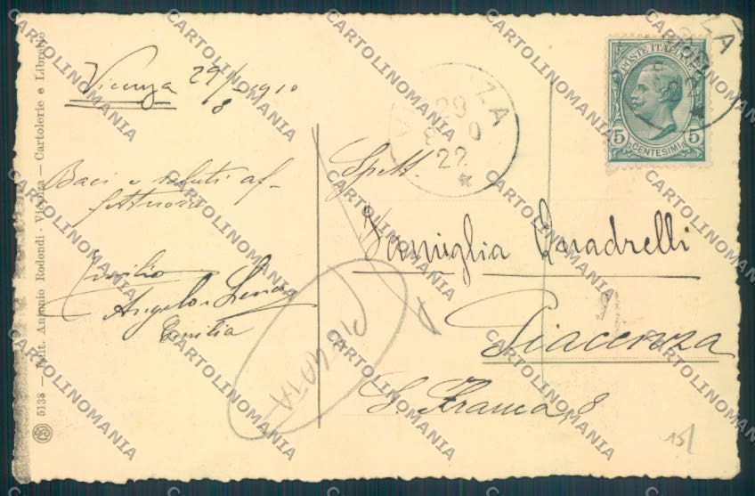 Vicenza Città PIEGATA cartolina ZB7583 – retro