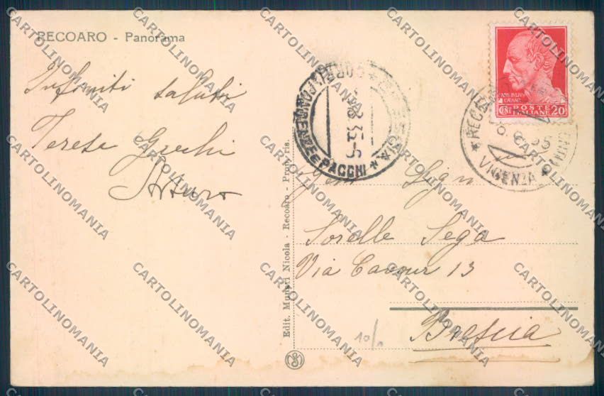 Vicenza Recoaro Terme cartolina ZB7656 – retro
