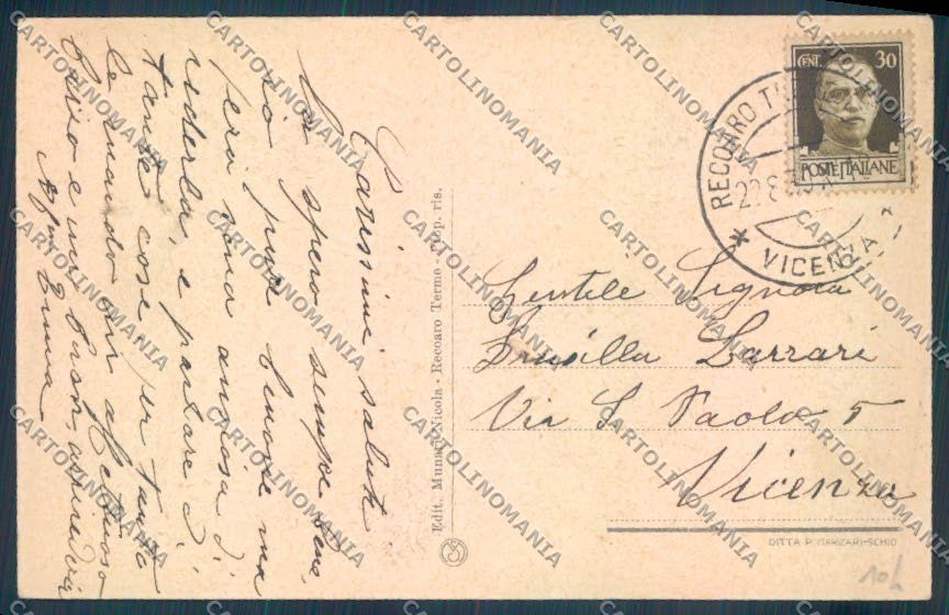 Vicenza Recoaro Terme cartolina ZB7658 – retro
