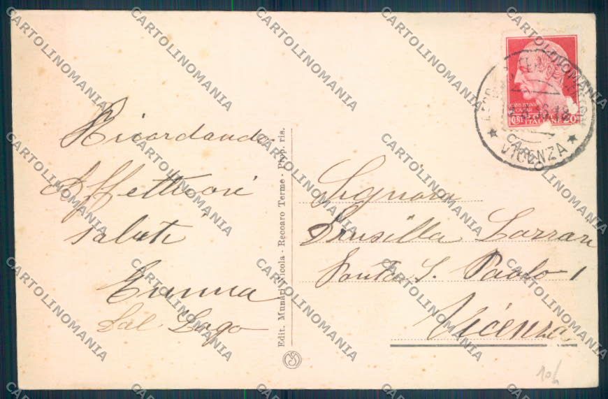 Vicenza Recoaro Terme cartolina ZB7664 – retro