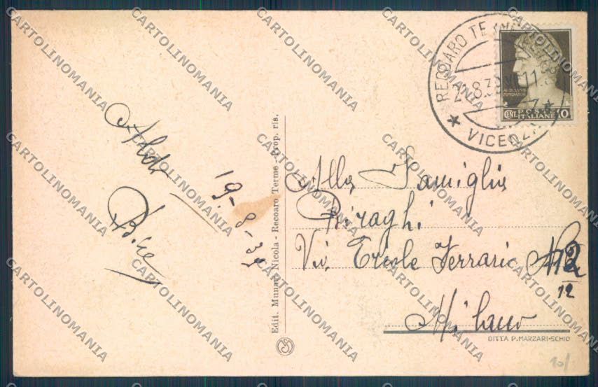 Vicenza Recoaro Terme cartolina ZB7688 – retro