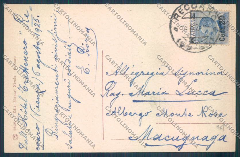Vicenza Recoaro Terme cartolina ZB7724 – retro