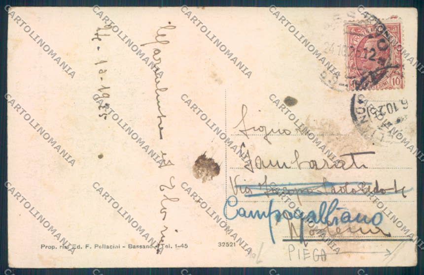 Vicenza Bassano del Grappa PIEGA cartolina ZB7785 – retro