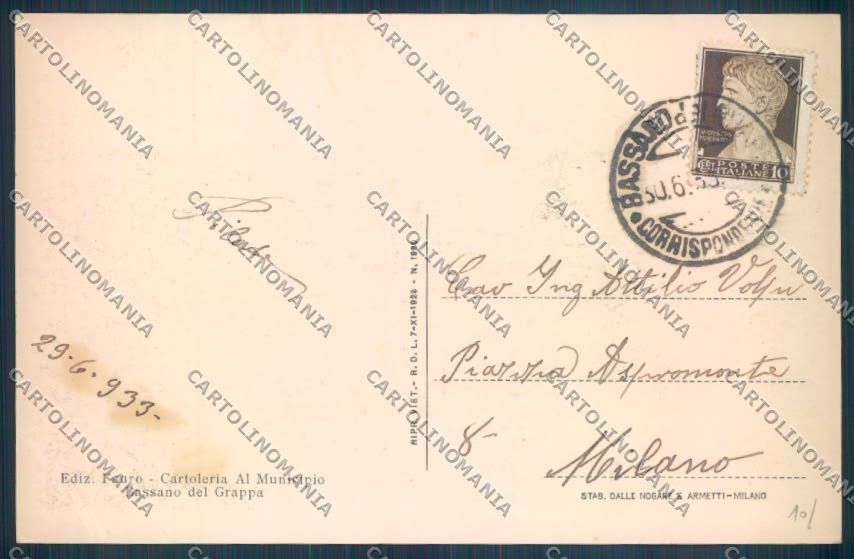 Vicenza Bassano del Grappa cartolina ZB7791 – retro
