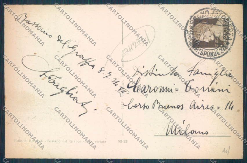 Vicenza Bassano del Grappa PIEGHE cartolina ZB7809 – retro