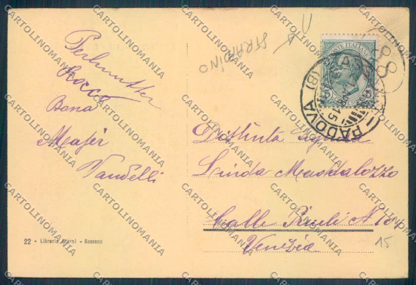 Vicenza Bassano del Grappa STRAPPINO cartolina ZB7865 – retro