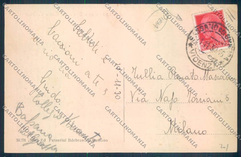 Vicenza Bassano del Grappa PIEGA cartolina ZB7886 – retro