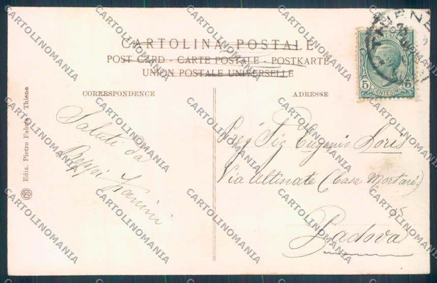 Vicenza Thiene cartolina ZB8020 – retro