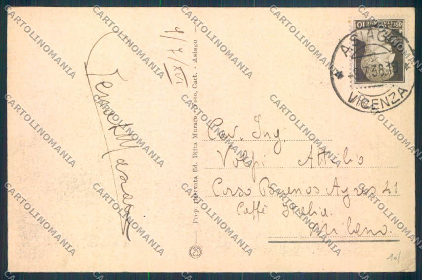 Vicenza Asiago cartolina ZB8053 – retro