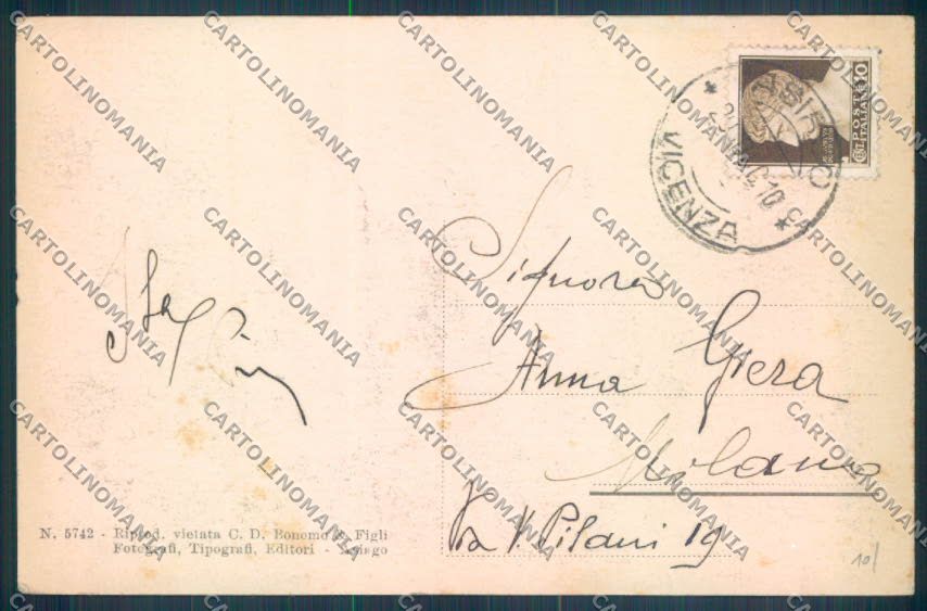 Vicenza Asiago PIEGA cartolina ZB8056 – retro
