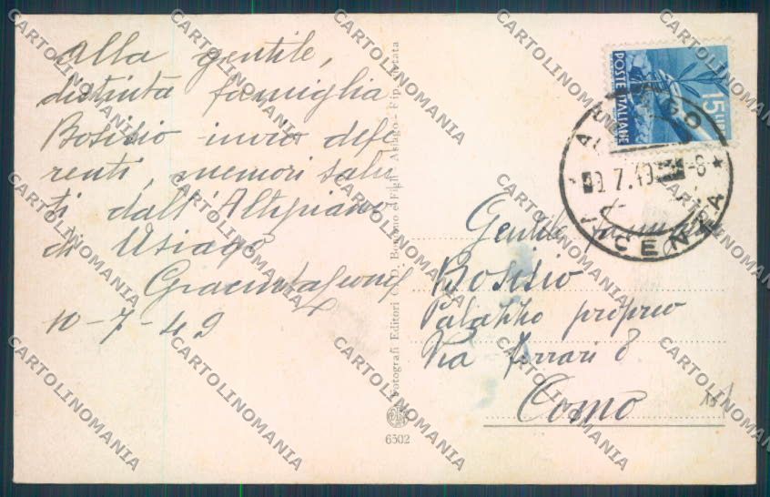 Vicenza Asiago cartolina ZB8072 – retro