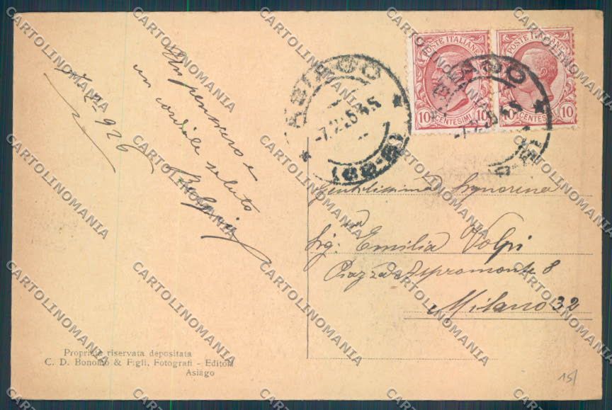 Vicenza Asiago cartolina ZB8076 – retro