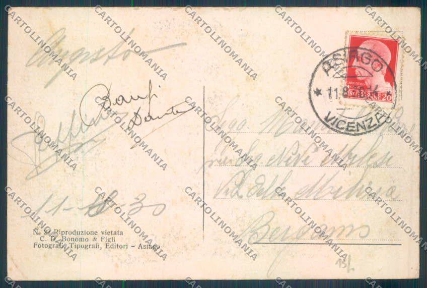 Vicenza Asiago Monumento Beata Bonomo cartolina ZB8077 – retro