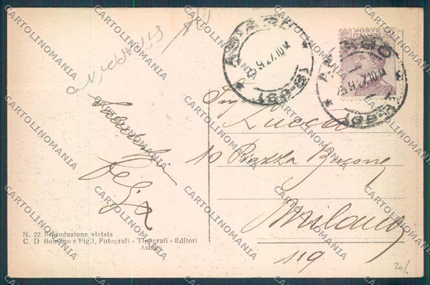 Vicenza Asiago Monumento Beata Bonomo STRAPPINO cartolina ZB8095 – retro