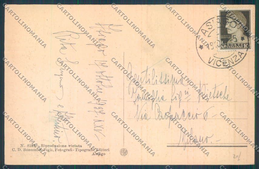 Vicenza Asiago cartolina ZB8098 – retro