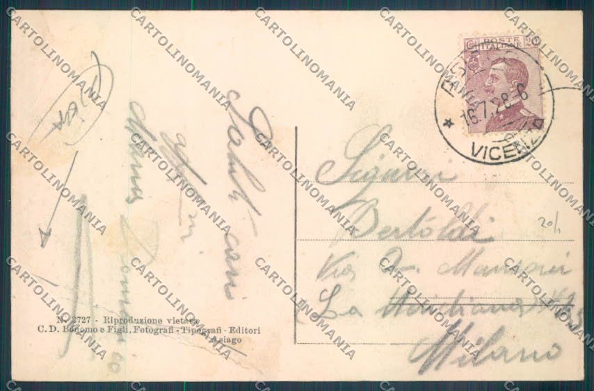 Vicenza Asiago PIEGA cartolina ZB8099 – retro