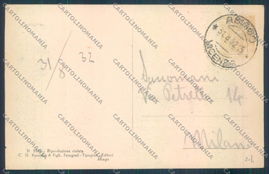 Vicenza Asiago cartolina ZB8108 – retro