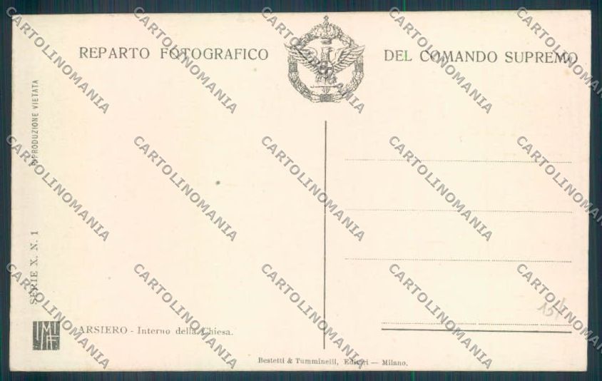 Vicenza Arsiero Reparto Fotografico Comando Supremo cartolina ZB8187 – retro