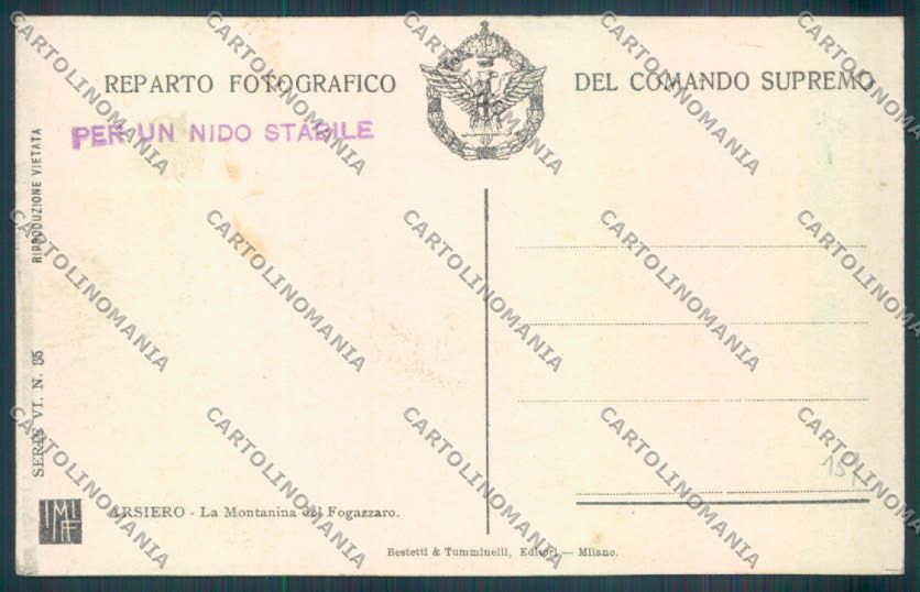 Vicenza Arsiero Reparto Fotografico Comando Supremo Fogazzaro cartolina ZB8191 – retro