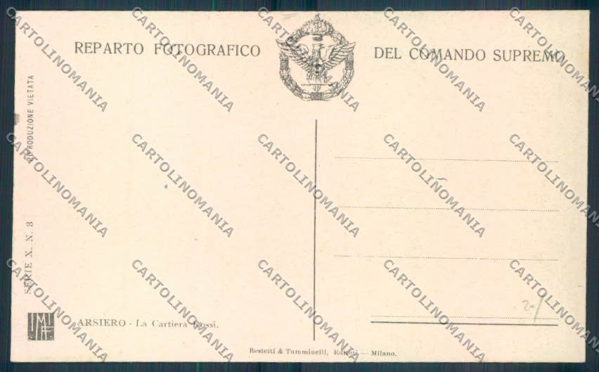 Vicenza Arsiero Reparto Fotografico Comando Supremo Rossi cartolina ZB8196 – retro