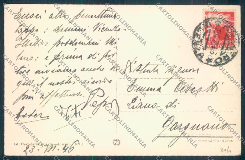 Vicenza Arsiero cartolina ZB8198 – retro