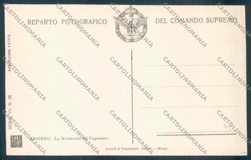 Vicenza Arsiero Reparto Fotografico Comando Supremo Fogazzaro cartolina ZB8199 – retro