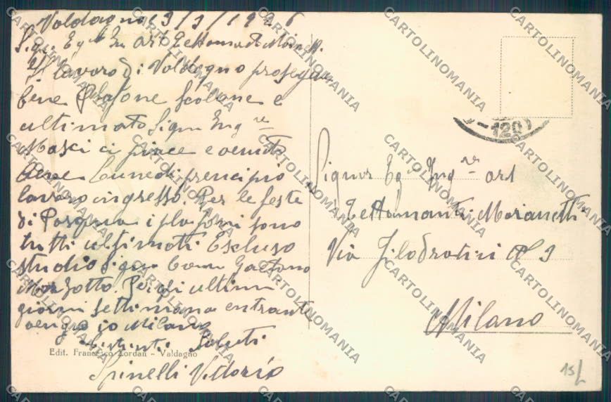 Vicenza Valdagno cartolina ZB8250 – retro