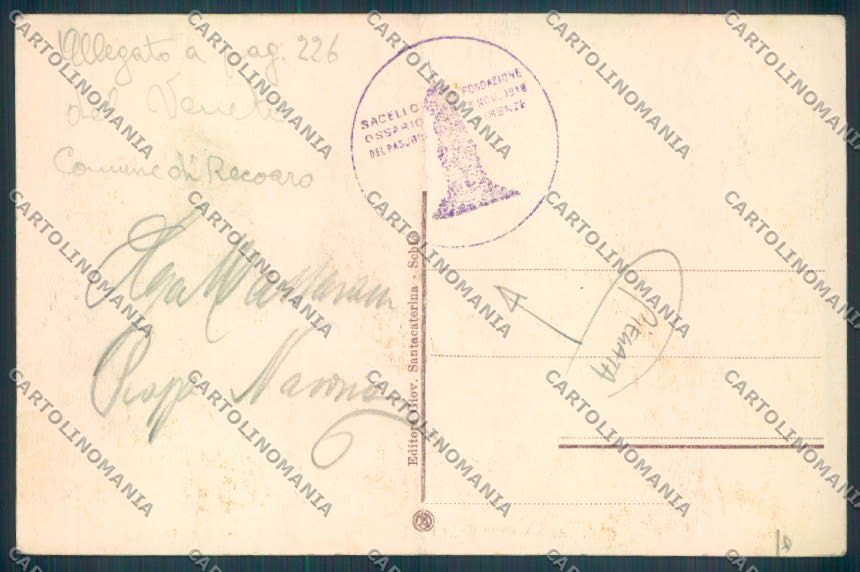 Trento Monte Pasubio Ossario PIEGATA cartolina ZB8307 – retro