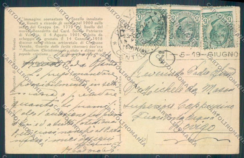 Treviso Crespano Veneto Madonna Grappa colle Ferita di Guerra cartolina ZB8330 – retro