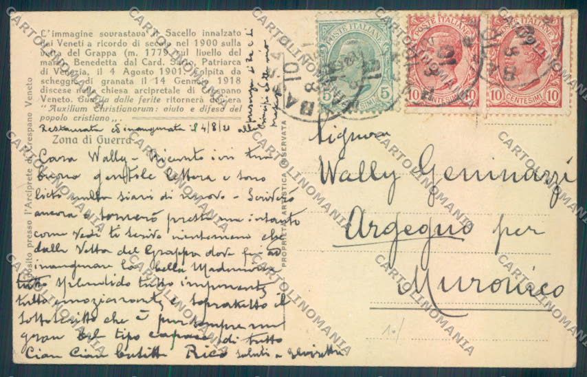 Treviso Crespano Veneto Madonna Grappa colle Ferita di Guerra cartolina ZB8331 – retro