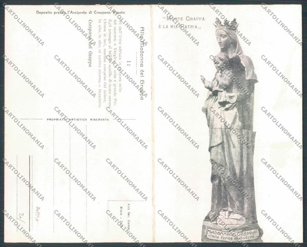 Vicenza Crespano Veneto Madonna Grappa Ferita di Guerra Doppia cartolina ZB8354 – fronte
