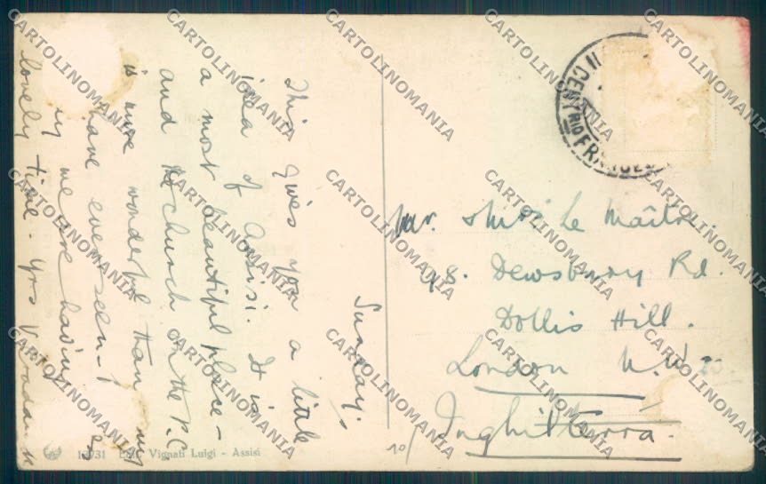 Perugia Assisi PIEGHINA ABRASA cartolina ZB8529 – retro