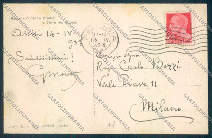 Perugia Assisi cartolina ZB8534 – retro