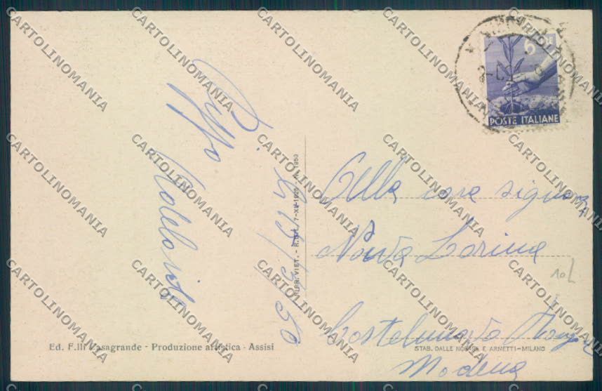 Perugia Assisi cartolina ZB8544 – retro